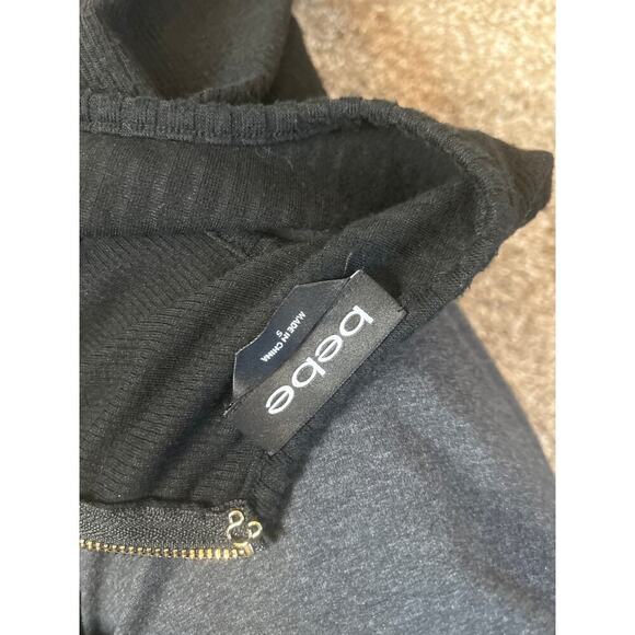 BeBe maxi dress ribbed side slit stretch gold buttons back zip up SZ SM black - Picture 5 of 10